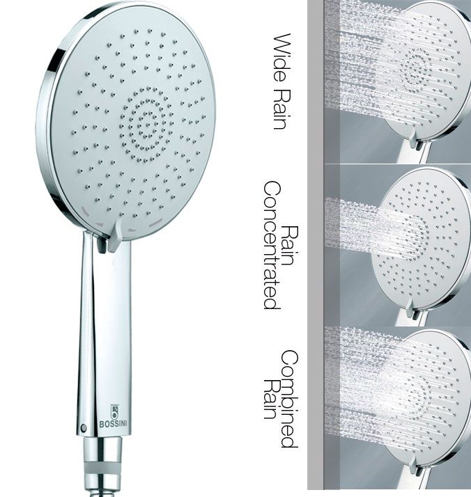 Лейка для душа, ручная, 3 вида струи, (цв.хром), MIXA/3 d 140 mm, Bossini ZZ