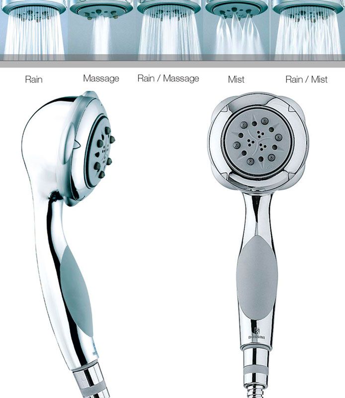 Лейка для душа, ручная, 5 видов струи, (цв.хром/сатин), CAYENNE Bossini ZZ