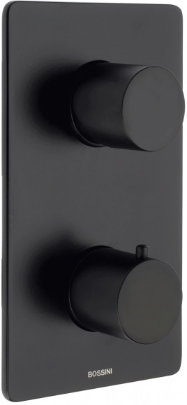 Смеситель термостат д/д, встр.в стену, на 2 потребителя, (внешняя часть, БЕЗ внутрен.части арт.Z00101.073),  (цв. черный матовый), Bossini ZZ