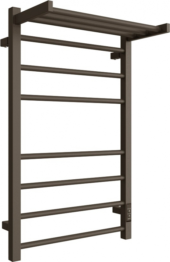 Полотенцесушитель электрический с полкой 80х50 см, скрытый монтаж, цв. оружейная сталь KL