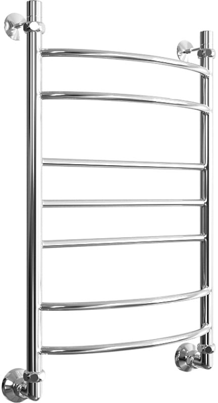 ОБРАЗЕЦ  Полотенцесушитель водяной 80х50 см, П7, комплект уголоков гайка/гайка 1/3*4  в комплекте, цв. хром глянец KL