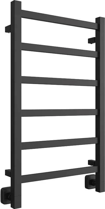 Полотенцесушитель водяной 80х50 см, подключение универсальное, К8 квадрат, цв. черный матовый, KL