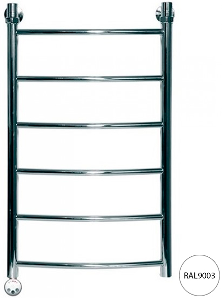 Полотенцесушитель "ЛД" 800*500 мм, электрический, KTX3, ТЭН слева, цвет RAL 9003, белый ZZ