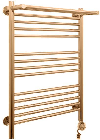 Полотенцесушитель "Богема" 800x500 мм + 1прямая пол.,  электрический, пульт управ. справа - цвет золото, в комплекте 4 телескоп.кроншт. цвет бронза ZZ