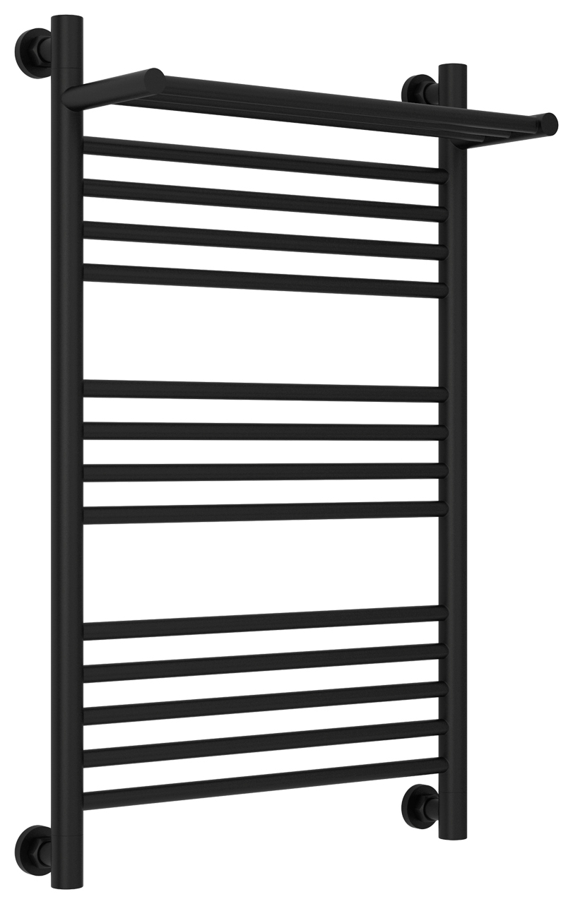 Полотенцесушитель водяной "Богема+ с 1 полкой " 800*500 мм, универсальное подключение,  цвет матовый черный ZZ