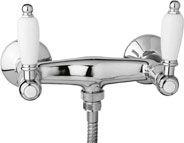 Смеситель для душа (цв. хром, ручки белые), First ZZ