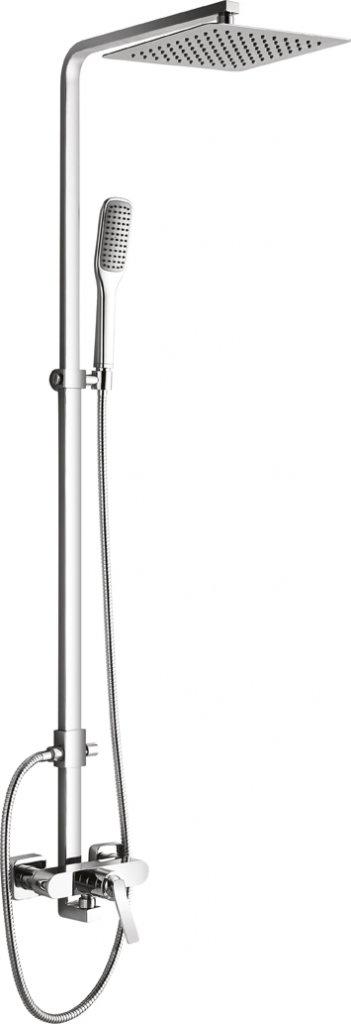 Смеситель для душа, со стационарным верхн.душем 20х20см., душевая лейка, шланг в компл., (цв.хром), City ZZ