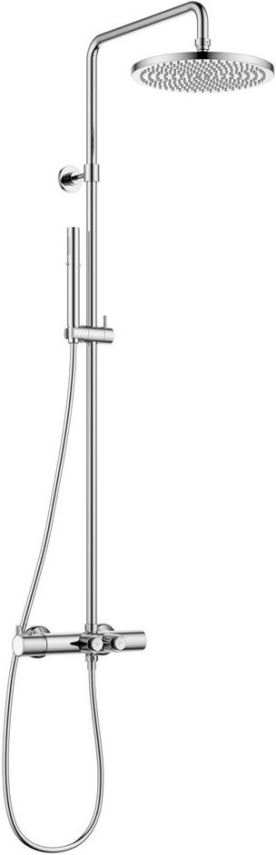 Смеситель-термостат для душа, со стационарным верхним душем d25,5см., шланг, лейка, кронштейн в компл., (цв. хром), Eco ZZ