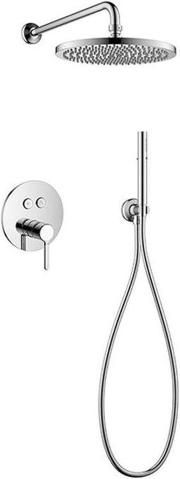 Набор для душа, встр.в стену (смеситель, верхний душ 25cм с кронштейном душевой гарнитур с шланговым подсоединением), (цв.хром), Eco ZZ