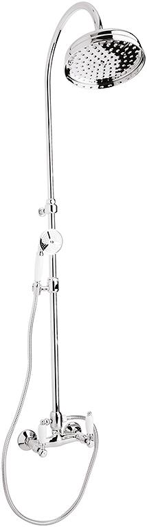 Смеситель для душа, со стационарным верхним душем d20см., лейка, шланг, кронштейн в компл., (цв. хром), FIRST ZZ