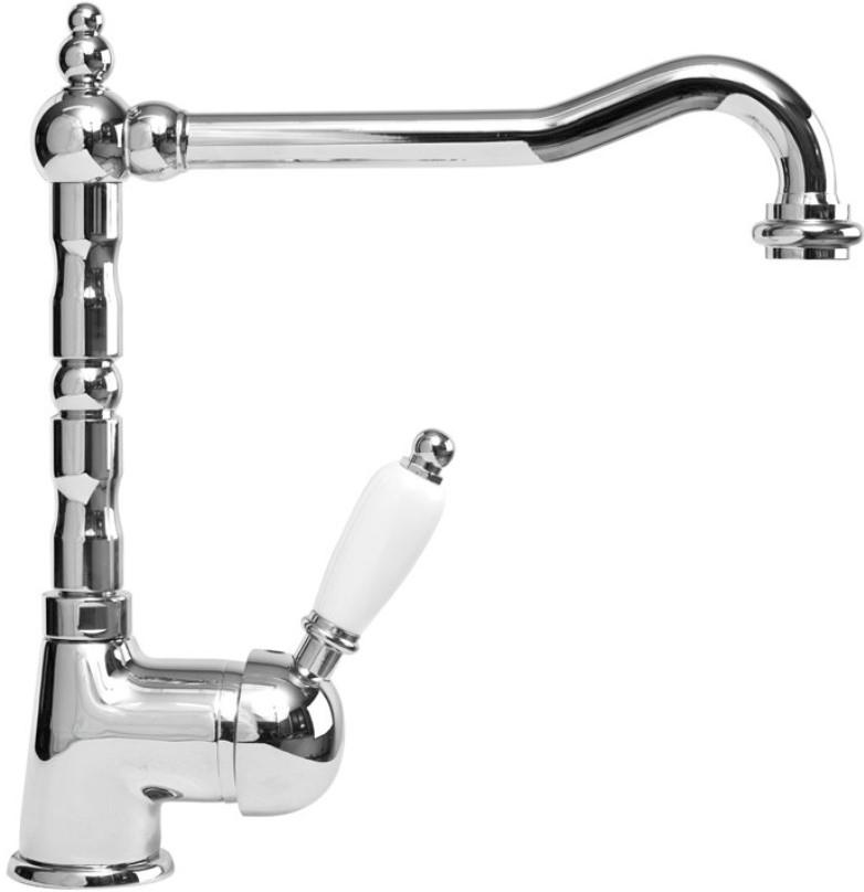 Смеситель для кухни, (цв.хром, ручка цв.белый), Elite ZZ