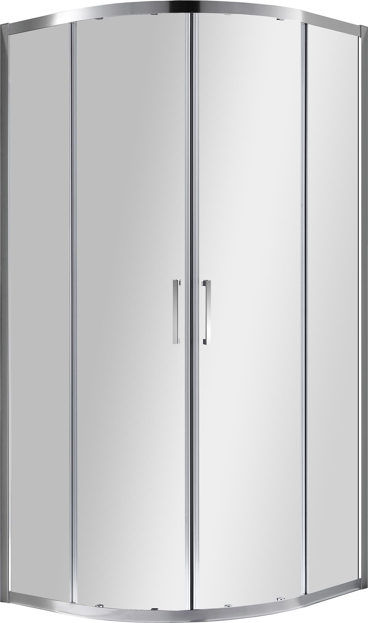 Душ. уголок 900х900хh1950мм, 1/4 круга, R550мм, 2 расп.двери, вход 730мм, с 2-мя неп.сегм., (стек/проз. антикальц. покр., 6мм, фурн/хром),Crystal ZZ