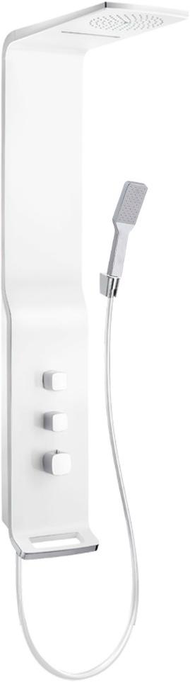 Душевая панель h1350х220x466мм, термостат, верхн.душ, ручной душ, держатель, шланг, (нерж.сталь, цв.белый), Sella W ZZ