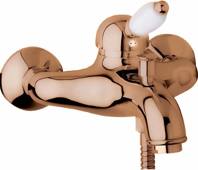 Смеситель для ванны, (цв.бронза, ручка цв.белый), Elite ZZ