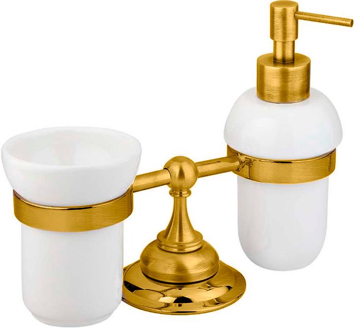 Стакан и дозатор настольный керамические, (цв.золото), Aphrodite ZZ