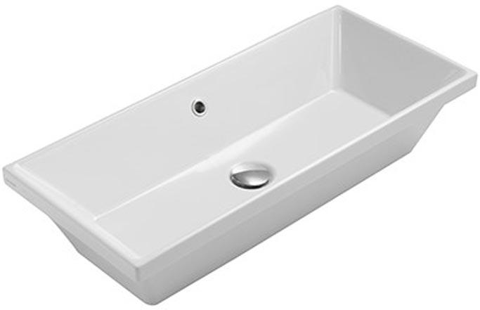 Раковина встраиваемая в столешницу сверху, прямоугольная 750х340хh30(170)мм, без отв.д/смесит., с переливом, Stockholm ZZ