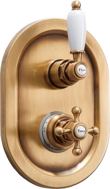 Смеситель-термостат для душа, встраиваемый в стену, на 3 потребителя, (цв.бронза), Elite ZZ