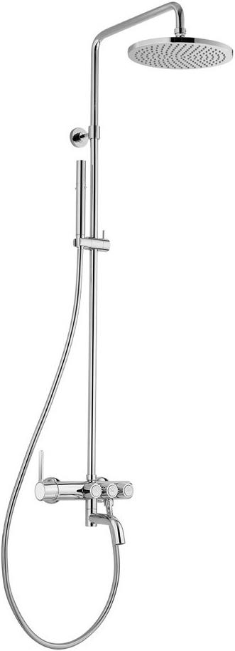 Смеситель для ванны, со стационарным верхнем душем d25,5см., душевая лейка, шланг в компл., (цв.хром), Eco ZZ