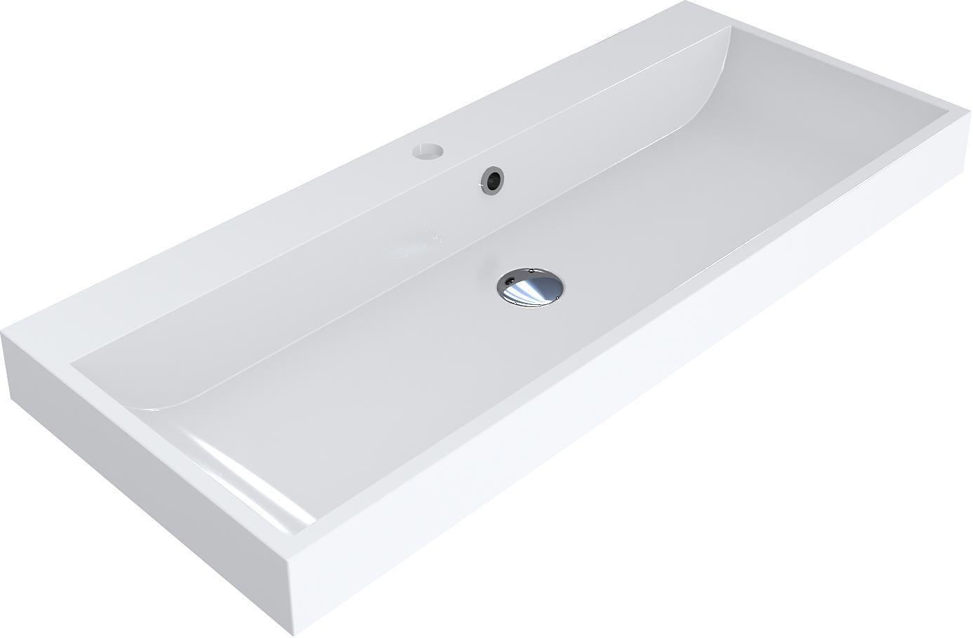 Раковина встраиваемая в столешницу сверху, прямоугольная 1050х340хh30(170)мм, без отв.д/смесит., с переливом, Stockholm ZZ