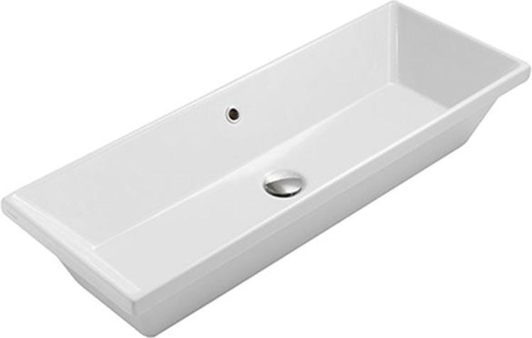 Раковина встраиваемая в столешницу сверху, прямоугольная 900х340хh30(170)мм, без отв.д/смесит., с переливом, Stockholm ZZ