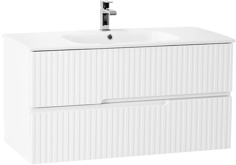 База под раковину подвесная с 2 выдвиж ящиками, 970х450xh500мм, без раковины, (цв.Bianco Lucido), Duet ZZ