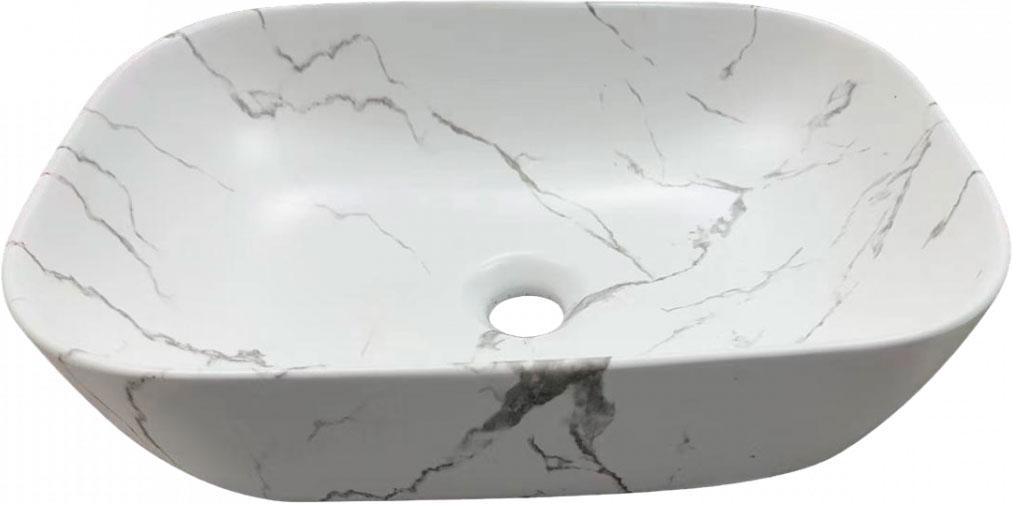 Раковина 455х320хh135мм, накладная, без отв.д/смесителя, без перелива, (керамика цв.мрамор матовый белый), Cerutti SPA ZZ