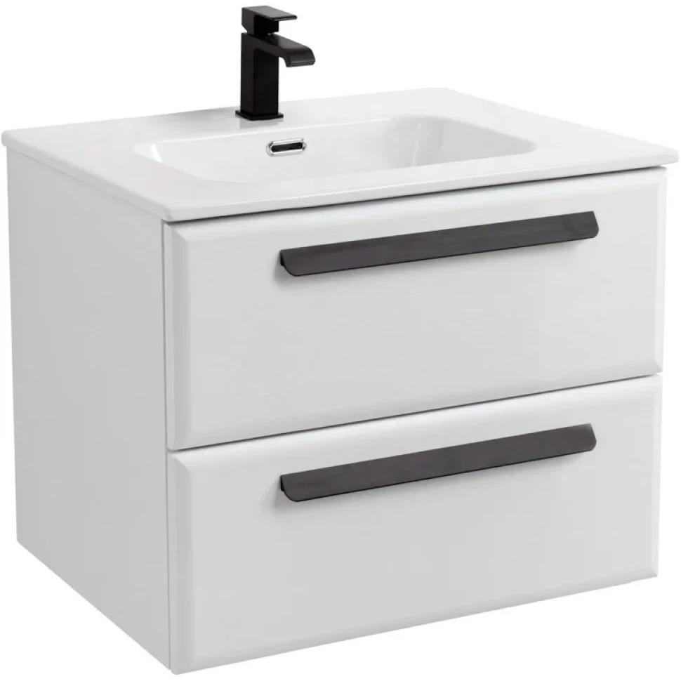 База под раковину подвесная с выдвиж.ящиком и внутренним ящиком, 700x457x500мм, без ручек и раковины, (цв.Bianco Lucido), Eco ZZ