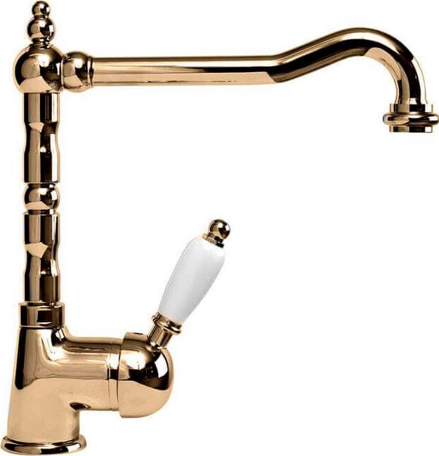 Смеситель для кухни, (цв.бронза, ручка цв.белый), Elite ZZ