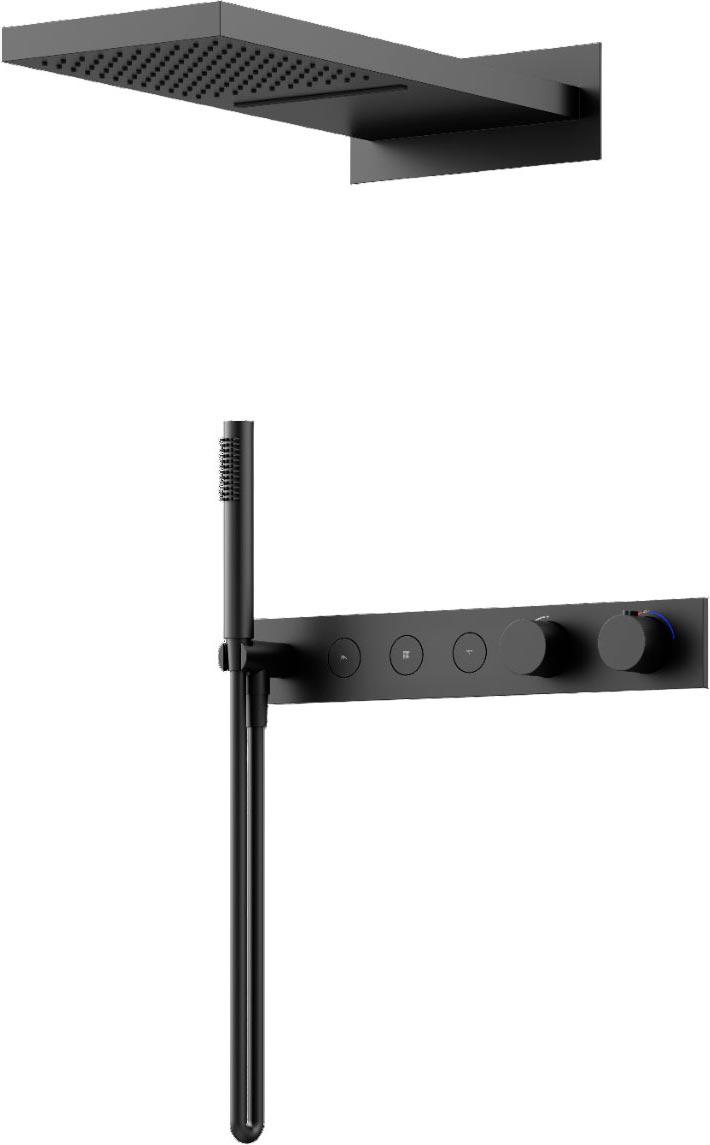 Душевой комплект с термостатом Linn, с внутренней частью, черный матовый ZZ