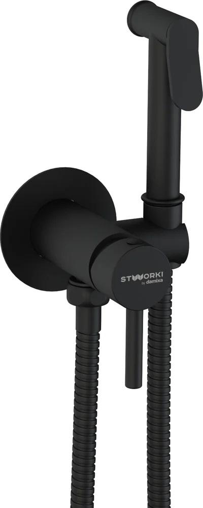 Комплект гигиенического душа (смеситель с внешней и встраив.частью, лейка, шланг), цв.черный ZZ