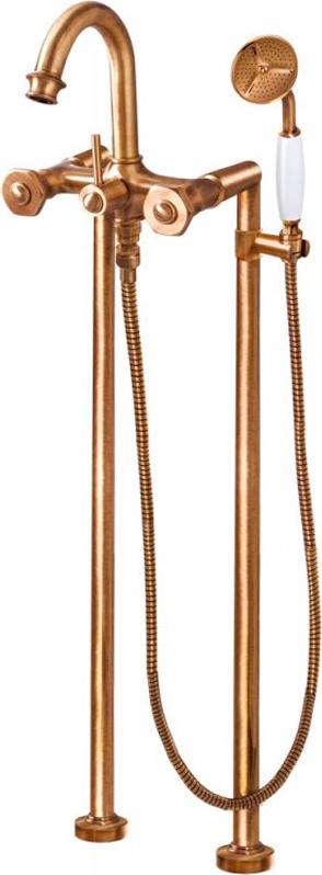 Смеситель для ванны, напольный, трубы 2шт., шланг, лейка в компл., (цв.бронза), Aphrodite ZZ