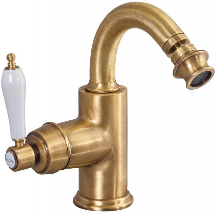 Смеситель для биде, с д/к, (цв.бронза, ручка цв.белый), Aphrodite ZZ