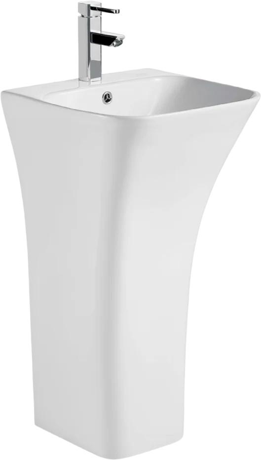 Раковина 450х335хh835мм, напольная, прямоуг., c отв.д/смес. и переливом, крепеж в компл., (керамика цв.белый), Luca ZZ