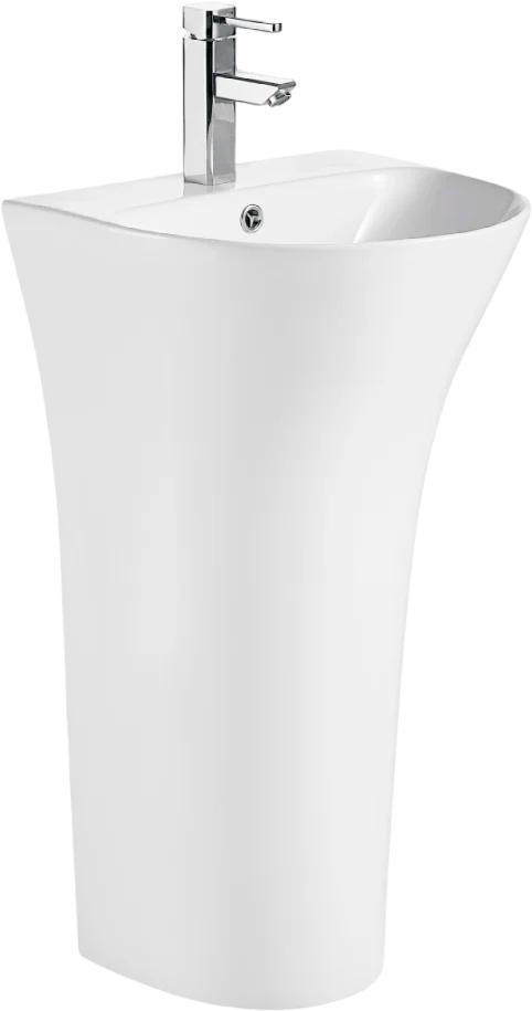 Раковина 480х420хh835мм, напольная, закругленная, c отв.д/смес и переливом, крепеж в компл., (керамика цв.белый), Simona ZZ