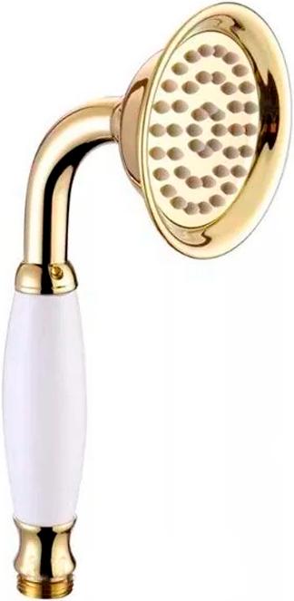 Лейка д/д ручная, "Классика" с антикальцевым покрытием, (латунь цв.золото, ручка белый пластик), Cezares ZZ