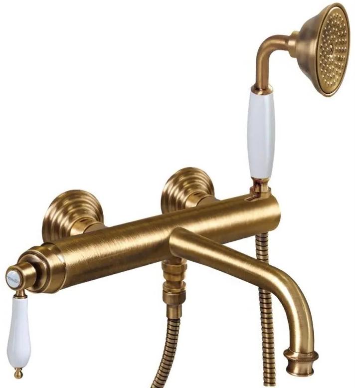 Смеситель для ванны, (цв.бронза, ручка цв.белый), Aphrodite ZZ