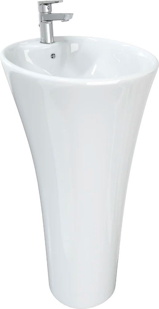 Раковина 450х450хh880мм, напольная, круглая, c отв.д/смес и переливом, крепеж в компл., (керамика цв.белый), Adelina  ZZ