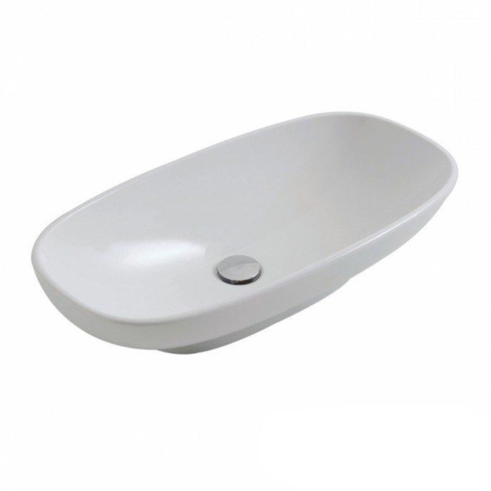 Раковина накладная (врезная,выпуклое дно,врезать по шаблону) на (в) столешницу, овальная 700х370хh130мм, без отв.д/смесит., без перелива, Stockholm ZZ