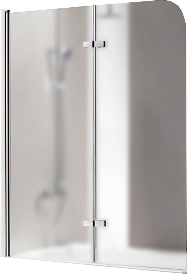 Штора на ванну складная 2-х секционная, 1200х1400мм, крепление СЛЕВА, (проф.цв.хром, стекло 6мм текстурное Punto), Eco ZZ