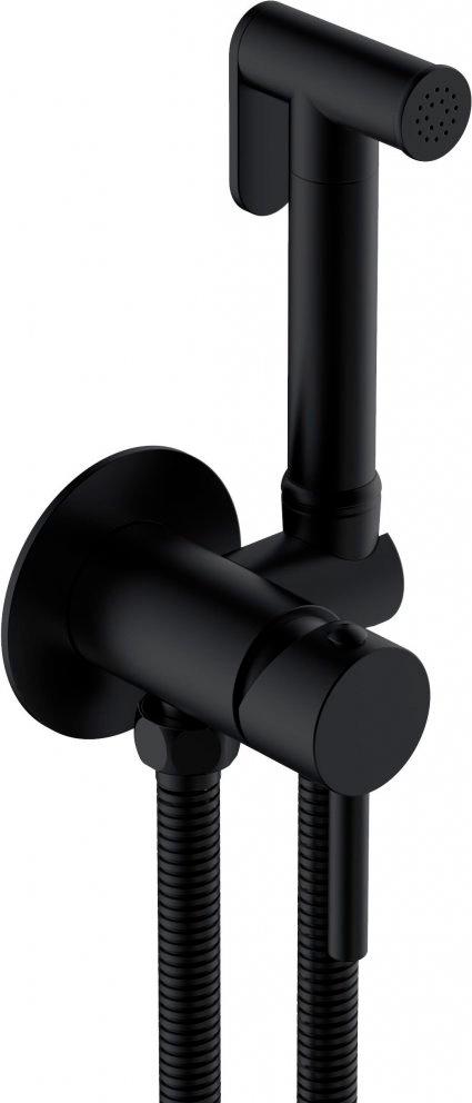 Смеситель совмещённый с гигиеническим душем, (готовый комплект: лейка, шланг металлизированный 120см., скрытая часть), (цв.чёрный матовый), Cezares ZZ