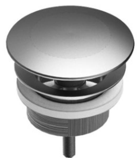 Пробка для сливного отверстия раковины, нажимная, "Click-Clack", G 1 1/4, для раковин с переливом и без,(цв.нерж.сталь), Z316 ZZ
