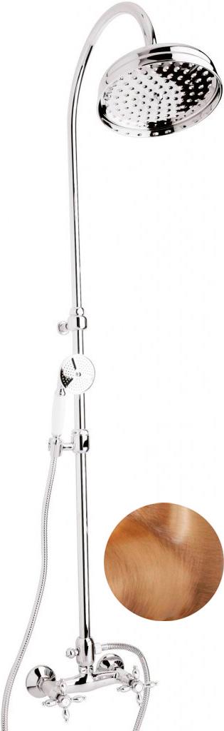 Смеситель для душа, со стационарным верхним душем d20см., шланг, лейка, кронштейн в компл., (цв. бронза), Nostalgia ZZ