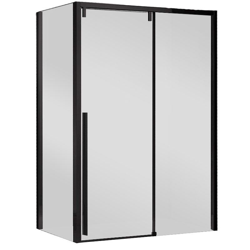 Душевой уголок 1400х900хh1950мм, прямоуг., правый/левый, (стекло прозрачное 8мм Easy Clean, фурн.цв.черный мат.), Lugano ZZ