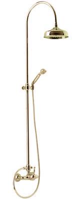 Смеситель для душа со стацион. верхн. душем d 20см. и ручн.лейкой (шланг, кронштейн в компл), (цв.золото) Arcana Royal ZZ