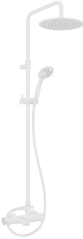 Смеситель для ванны, со стационарным верхнем душем d25см., душевая лейка, шланг в компл., (цв.белый матовый), Cezares ZZ