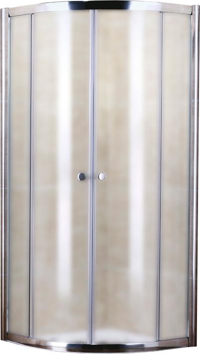 Душевой уголок 900х900хh1850мм, 1/4 круга, R550мм, 2 сдвиж.дверцы с 2 неподв. сегм., вход 550мм, (стекло текстурн. Punto 5мм, фурн.цв.хром), PraticoZZ