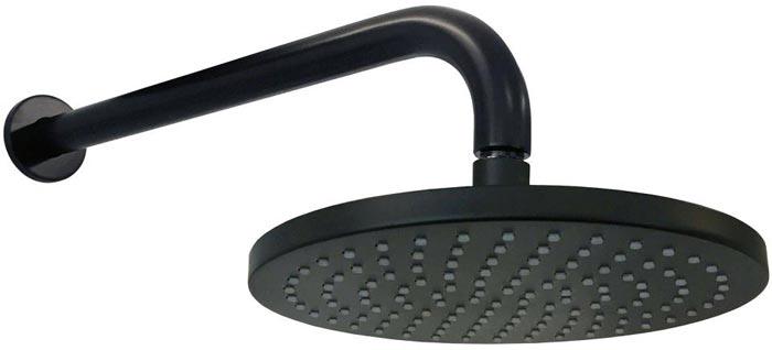 Душ верхний, стационарный, круглый, 250х250мм, со стеновым кронштейном 360мм, G 1/2, антикальц., (цв. черный матовый), METAL Comfort ZZ