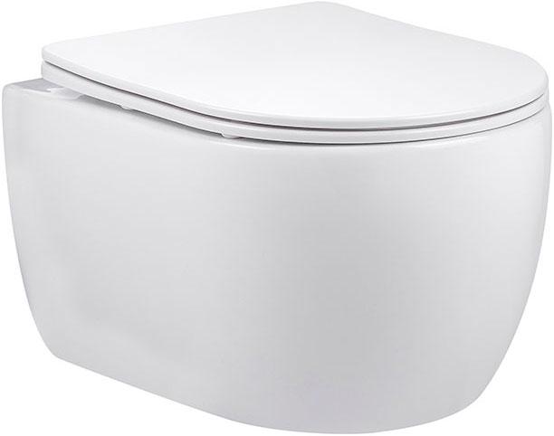 Унитаз подвесной, безободковый, 490x370x340мм, сиденье с микролифтом, (цв.белый), Evo ZZ