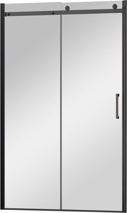 Дверь для душа, в нишу 1200хh1950мм, раздвижная, 1 дверь, 1 неподв.секция, правая/левая, (стекло тонированное 8мм, фурн.цв.черный матовый), Como ZZ