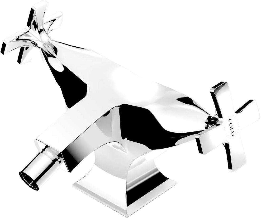 Смеситель для раковины на 1 отв., ручки "Крест", с д/к, (цв.хром), Bellagio ZZ